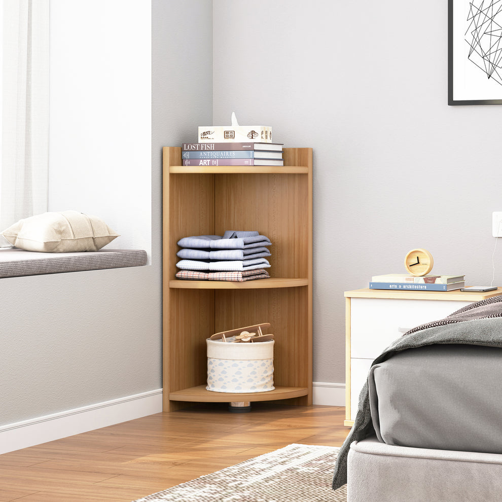 Corner Box Unit Inspire 3 Tier Stylish Wooden Corner Shelf Unit (Oak)
