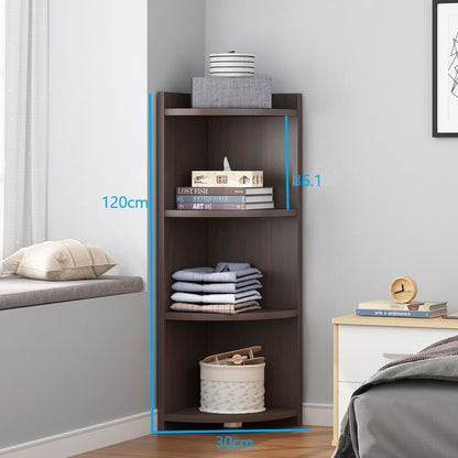 Inspire 4 Tier Stylish Wooden Corner Shelf Unit (Black Walnut)