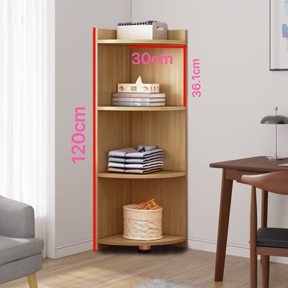 Inspire 4 Tier Stylish Wooden Corner Shelf Unit (Oak)