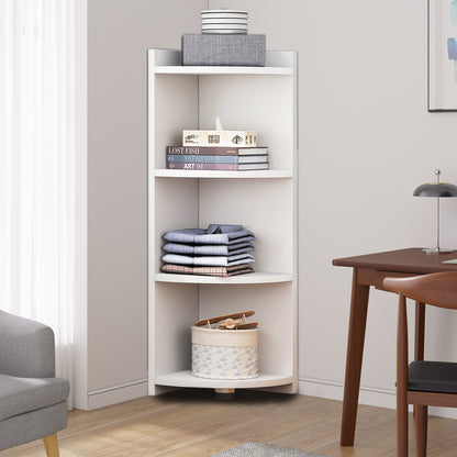 Inspire 4 Tier Stylish Wooden Corner Shelf Unit (White)