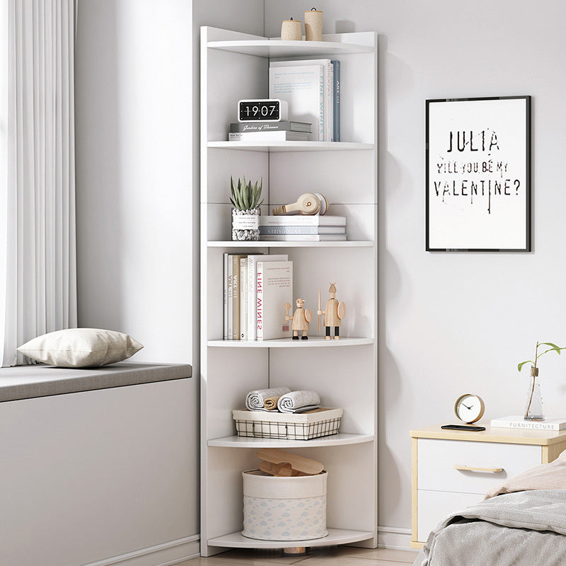 Inspire 6 Tier Large Stylish Wooden Corner Shelf Unit (White)