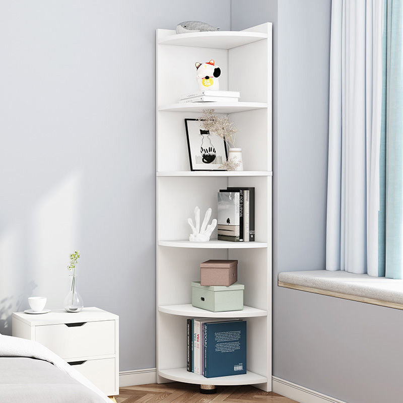 Inspire 6 Tier Large Stylish Wooden Corner Shelf Unit (White)