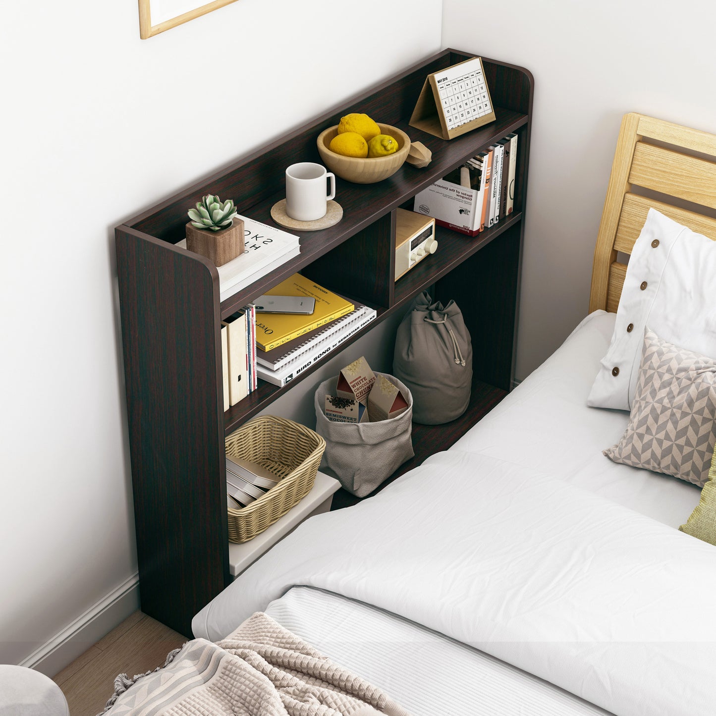 Ambassador Console Table Tall Narrow Bedside Table (Black Walnut)