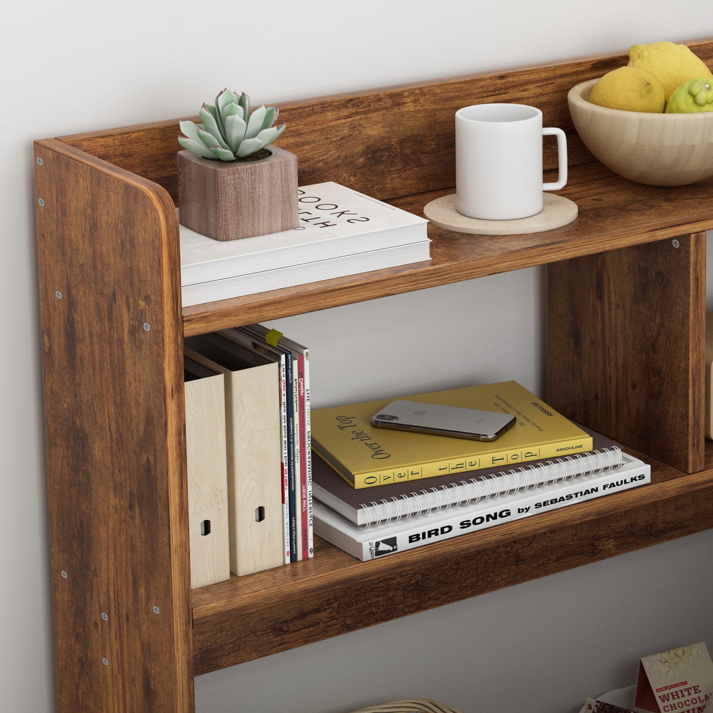 Ambassador Console Table Tall Narrow Bedside Table (Rustic Wood)