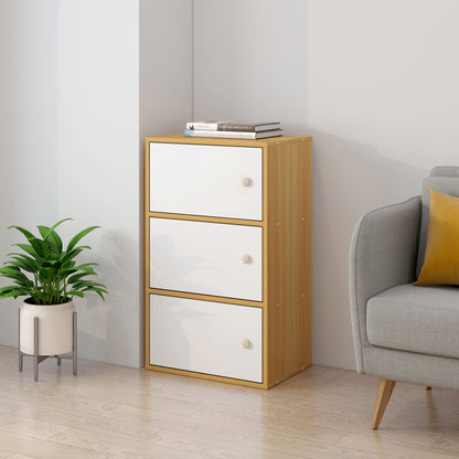 3-Tier Cascade Organizer Storage Cabinet Bookcase with Doors
