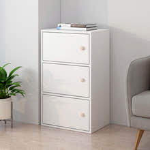 3-Tier Cascade Organizer Storage Cabinet Bookcase with Doors (White)