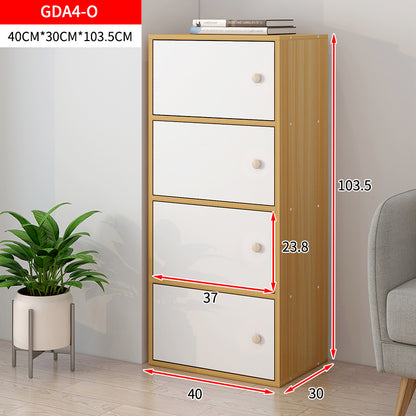 4-Tier Cascade Organizer Storage Cabinet Bookcase with Doors