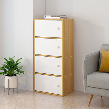 4-Tier Cascade Organizer Storage Cabinet Bookcase with Doors