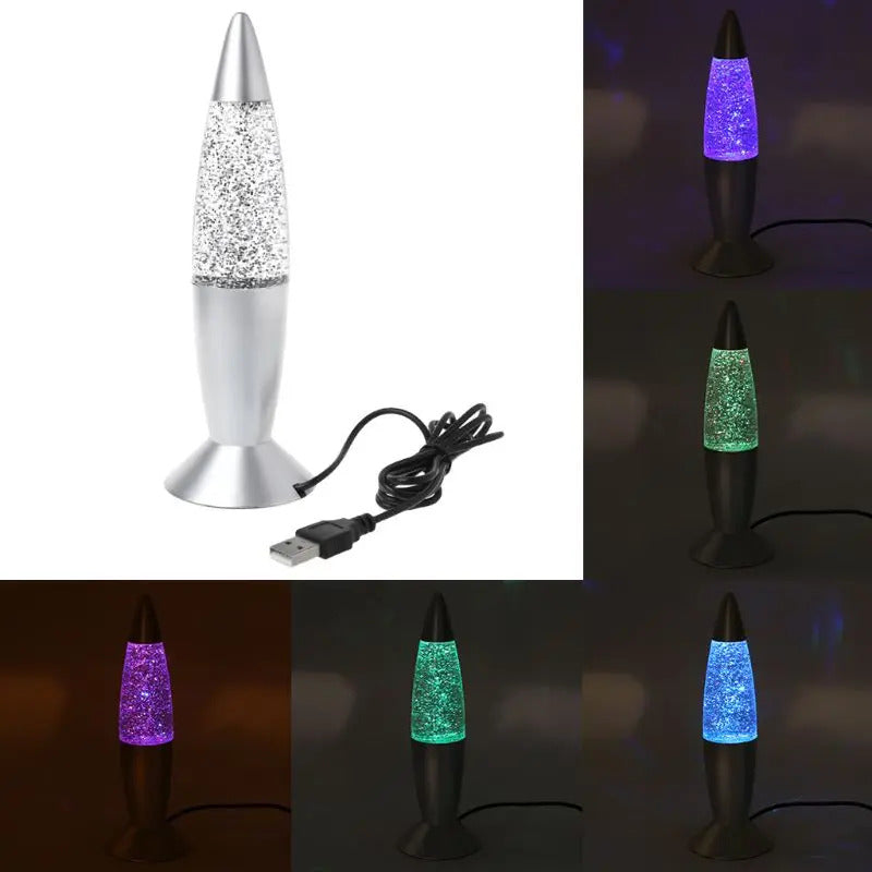 Glitter Motion Mini Lava Lamp Color-Changing Sparkling LED Portable Night Light