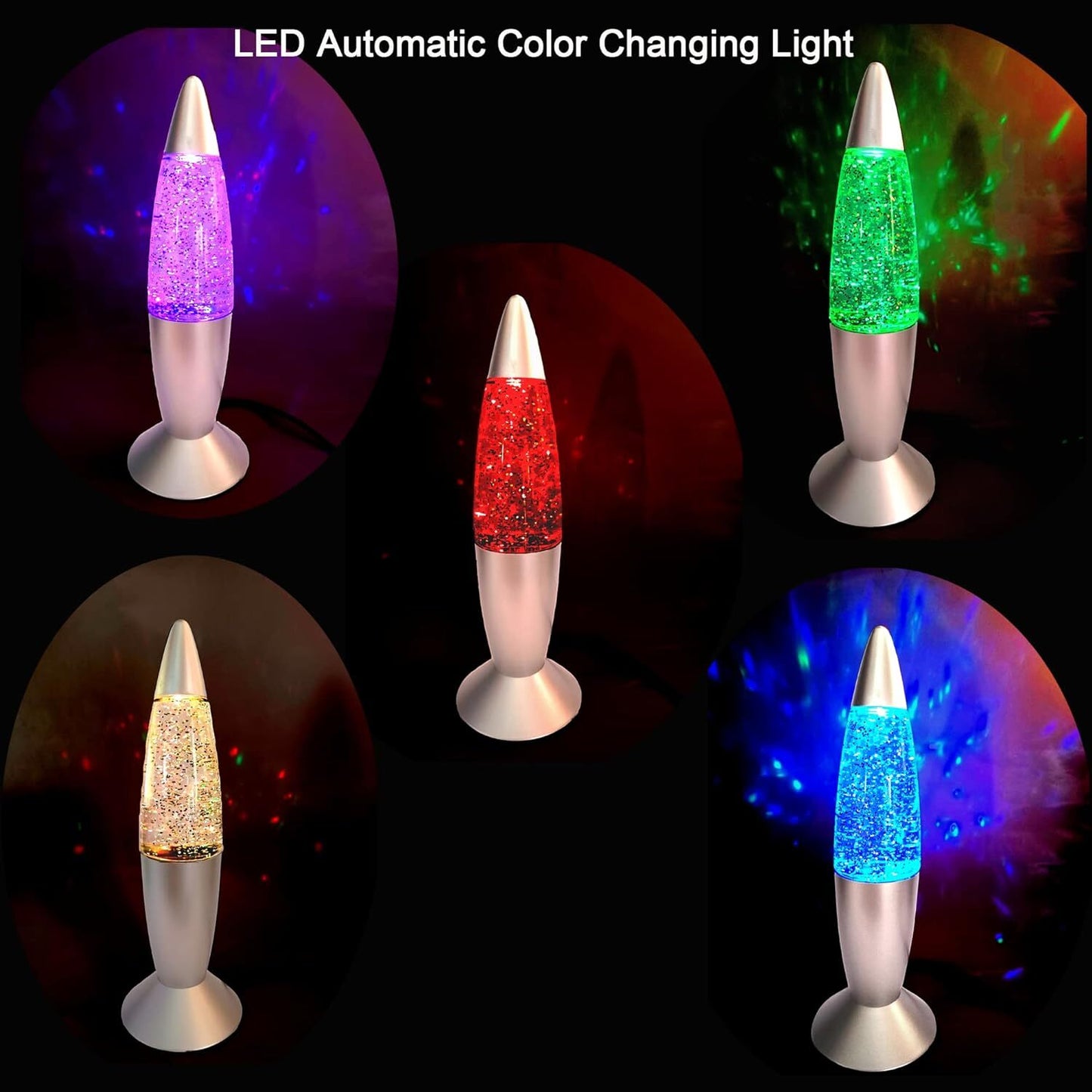 Glitter Motion Mini Lava Lamp Color-Changing Sparkling LED Portable Night Light