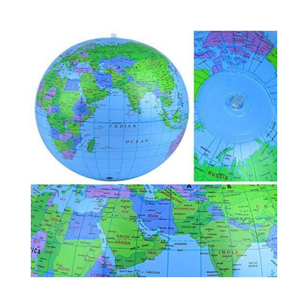 16" Inflatable Globe Earth World Beach Ball