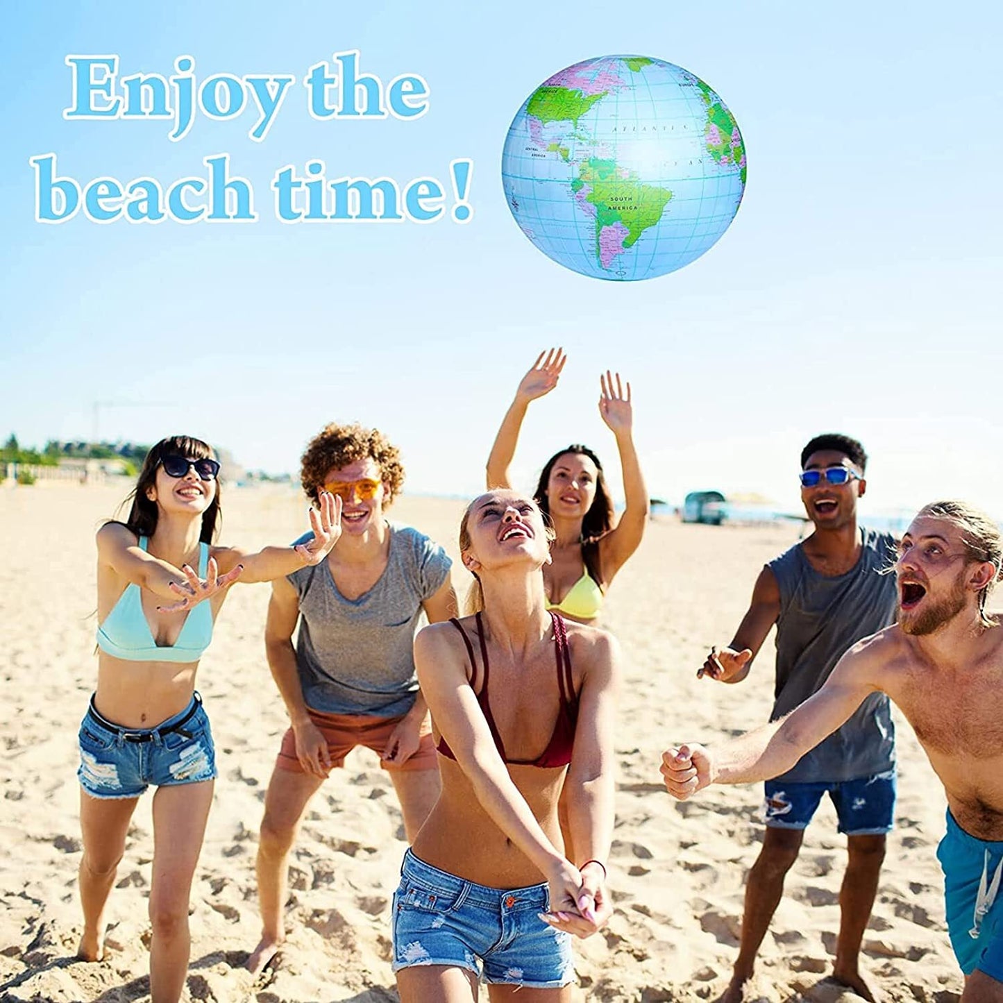 16" Inflatable Globe Earth World Beach Ball