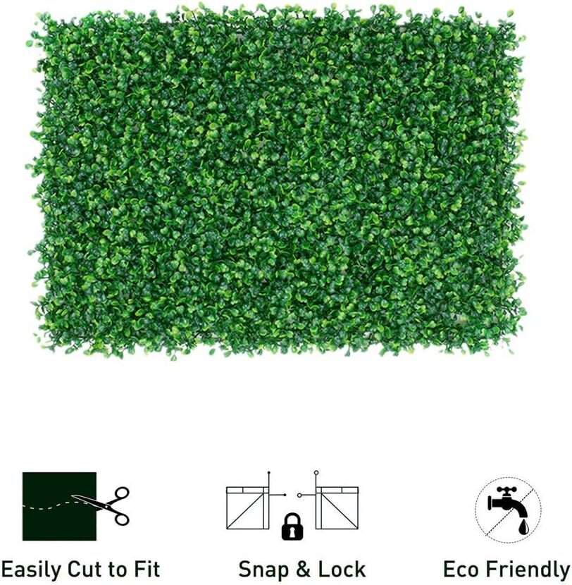 10-Piece Artificial Green Grass Lawn Plants Plastic Turf Hedge Wall (60cm x 40cm)