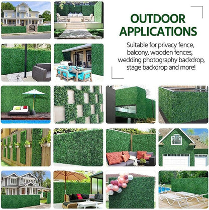 10-Piece Artificial Green Grass Lawn Plants Plastic Turf Hedge Wall (60cm x 40cm)