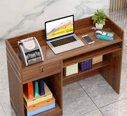 Impressions Reception Desk Counter with Shelves (Walnut)