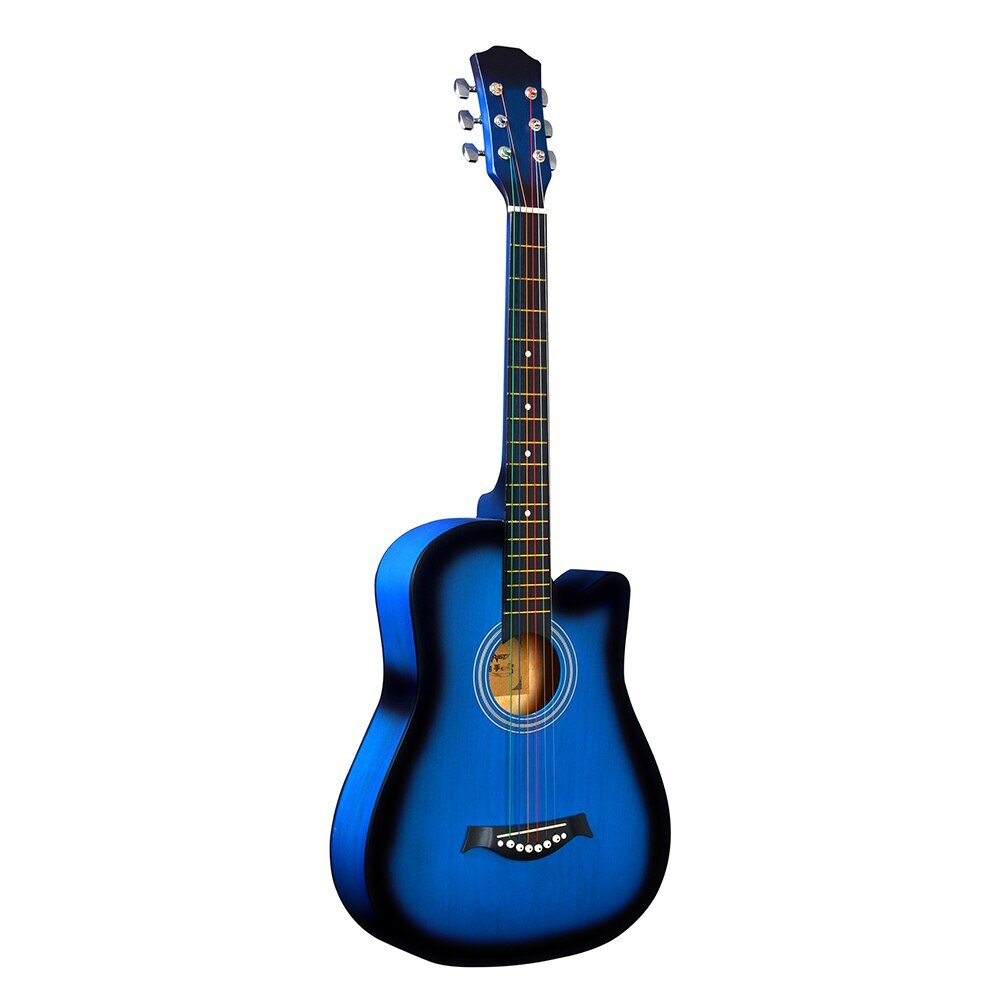 38" Natural Wood Acoustic Guitar (Blue)