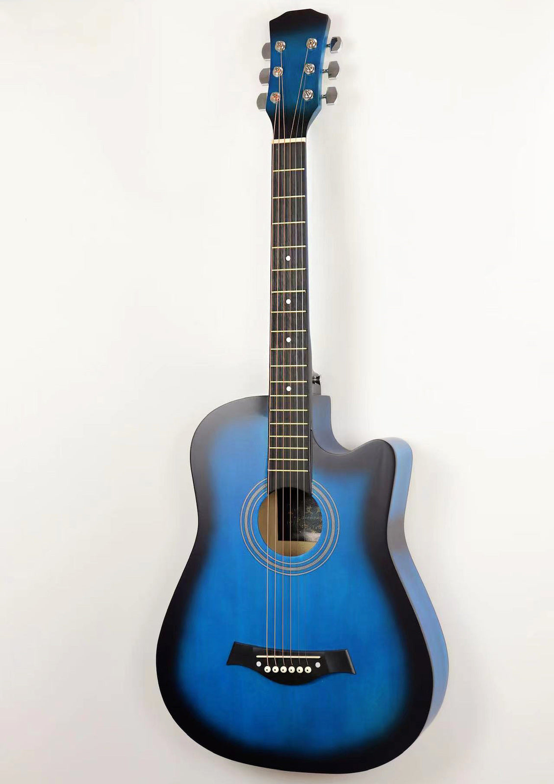 38" Natural Wood Acoustic Guitar (Blue)