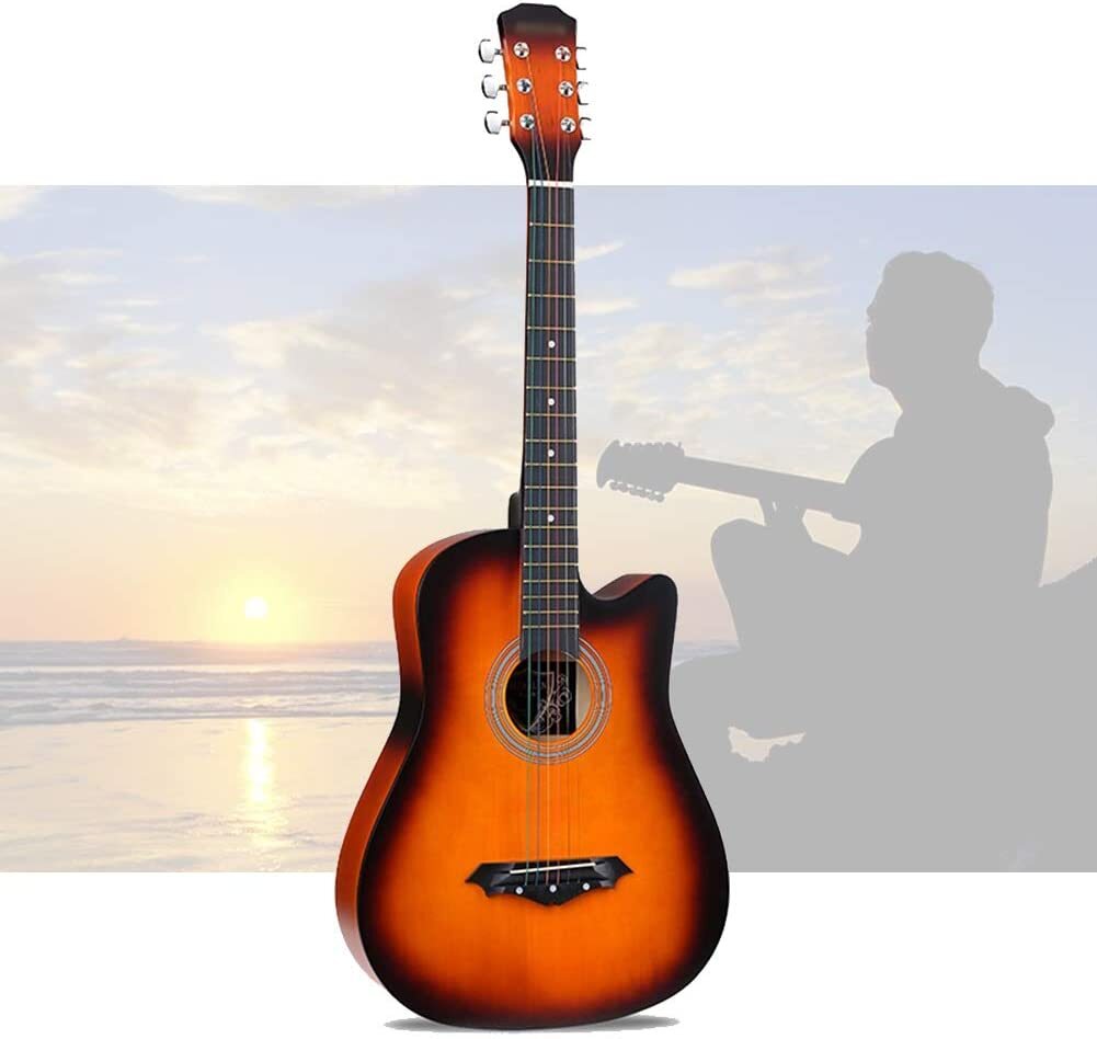 38" Natural Wood Acoustic Guitar - Sunburst