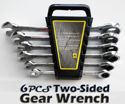 6-Piece Premium Metric Spanner and Gear Wrench Set