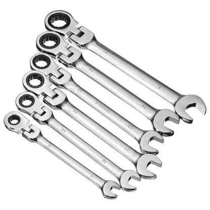 6-Piece Premium Metric Spanner and Gear Wrench Set