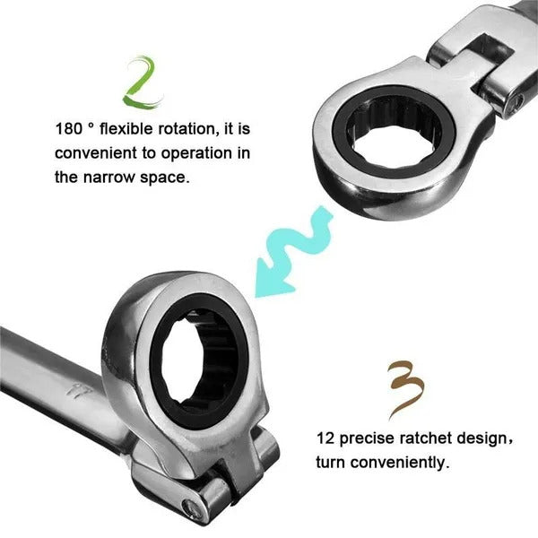 6-Piece Premium Metric Spanner and Gear Wrench Set