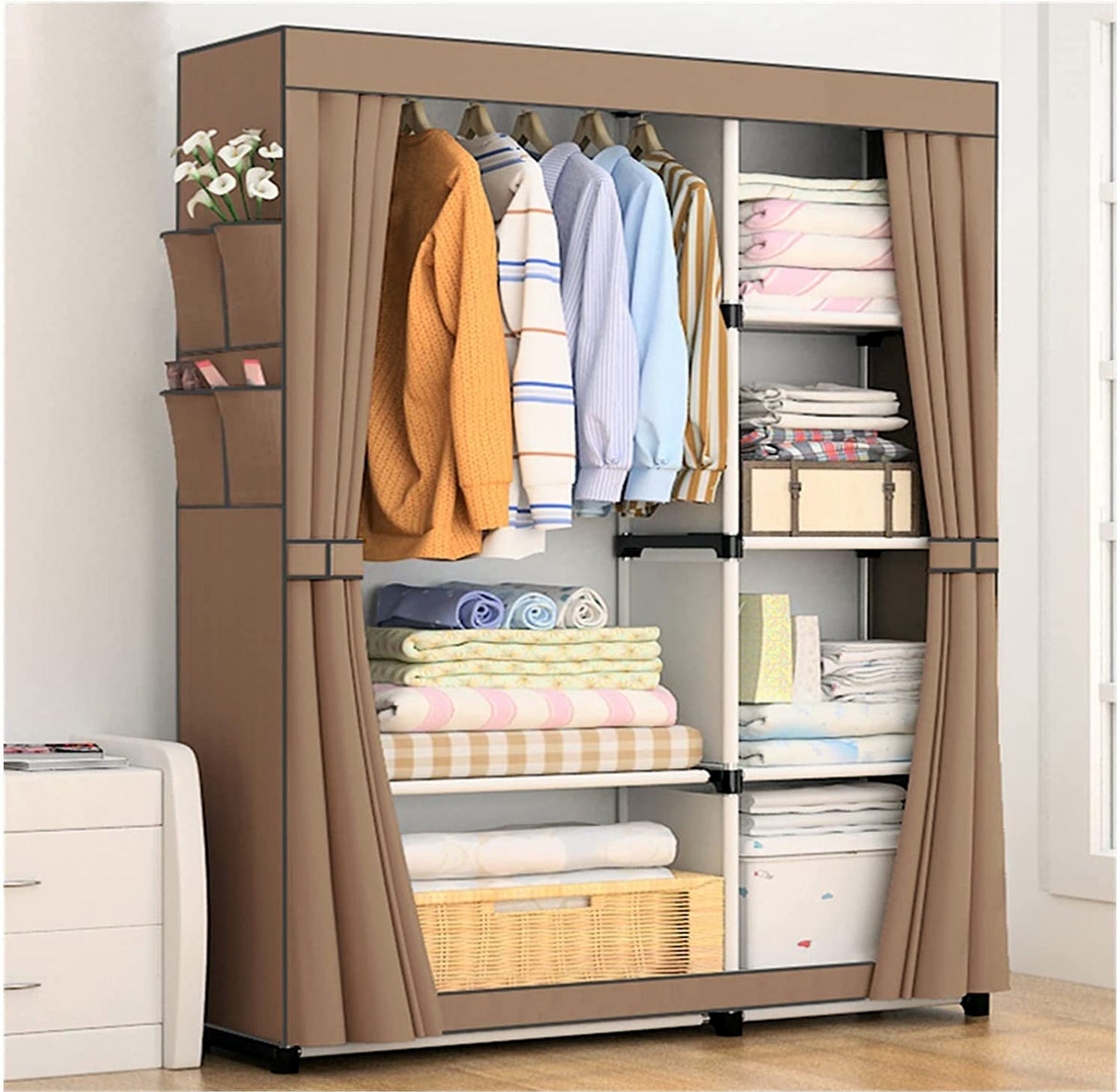 Portable Wardrobe Closet Canvas Clothes Storage