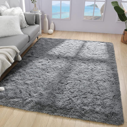 Luxe XL Extra Large Soft Shag Rug Carpet Mat (Grey, 300 x 200)