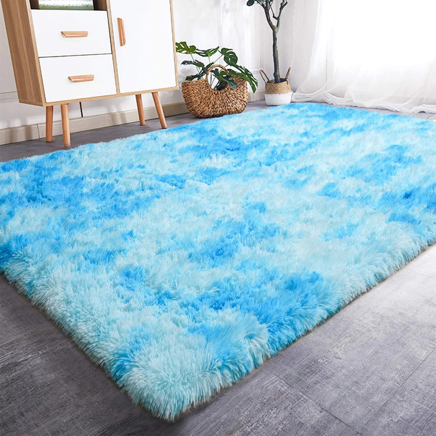 Luxe XL Blue Oasis Soft Shag Rug (300 x 200)