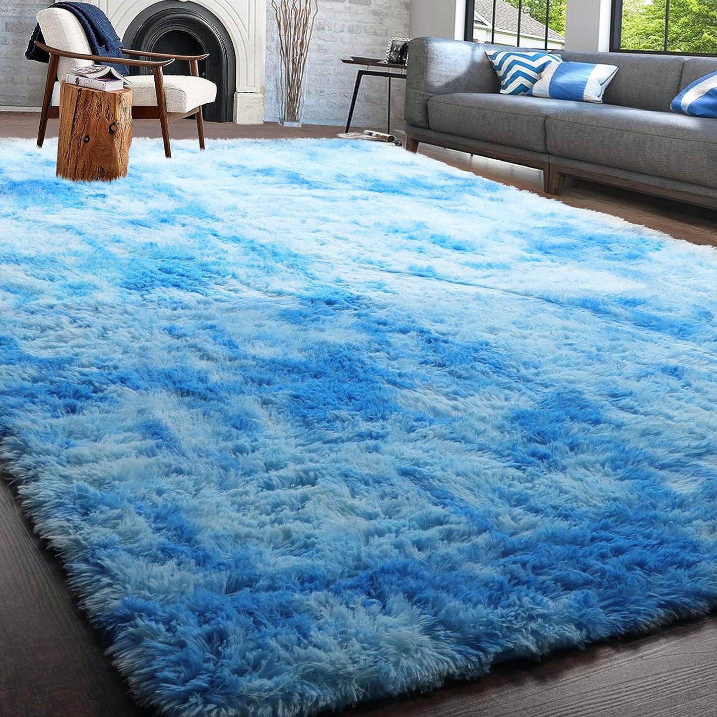 Luxe XL Blue Oasis Soft Shag Rug (300 x 200)