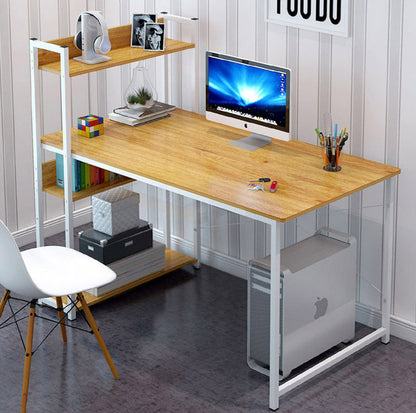 Edge Combination Workstation Computer Desk with Storage Shelves (Oak)