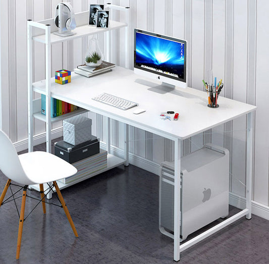 Edge Combination Workstation Computer Desk with Storage Shelves (White)