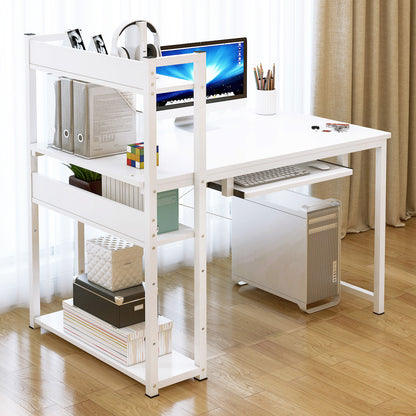 Edge Plus Combination Workstation Computer Desk with Storage Shelves (White)