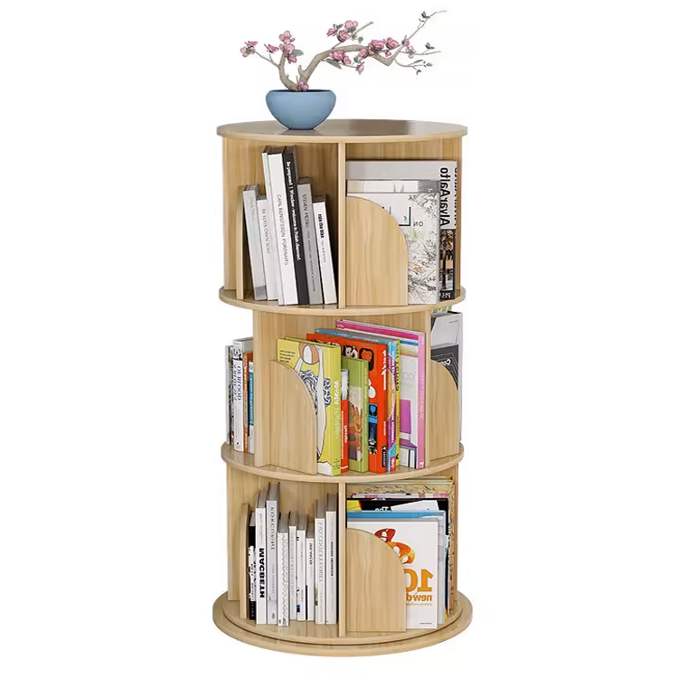 Sanctuary 360-degree Rotating 3 Tier Display Shelf Bookcase Organiser (Oak)