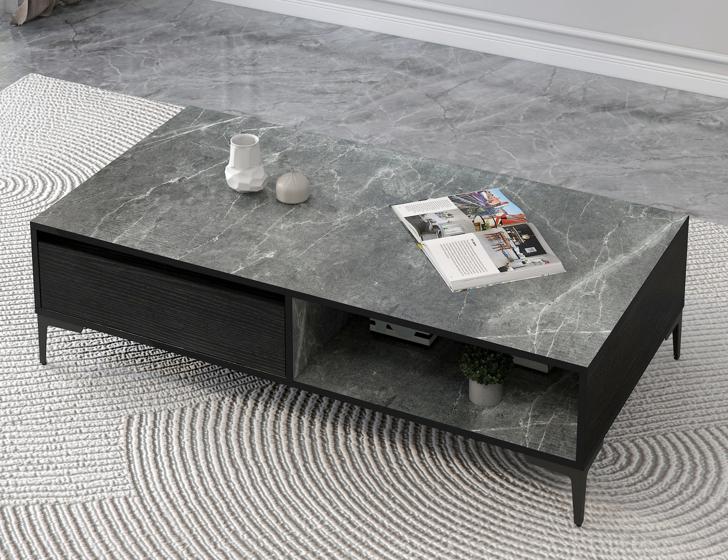 Minimalist Large Coffee Table with Storage