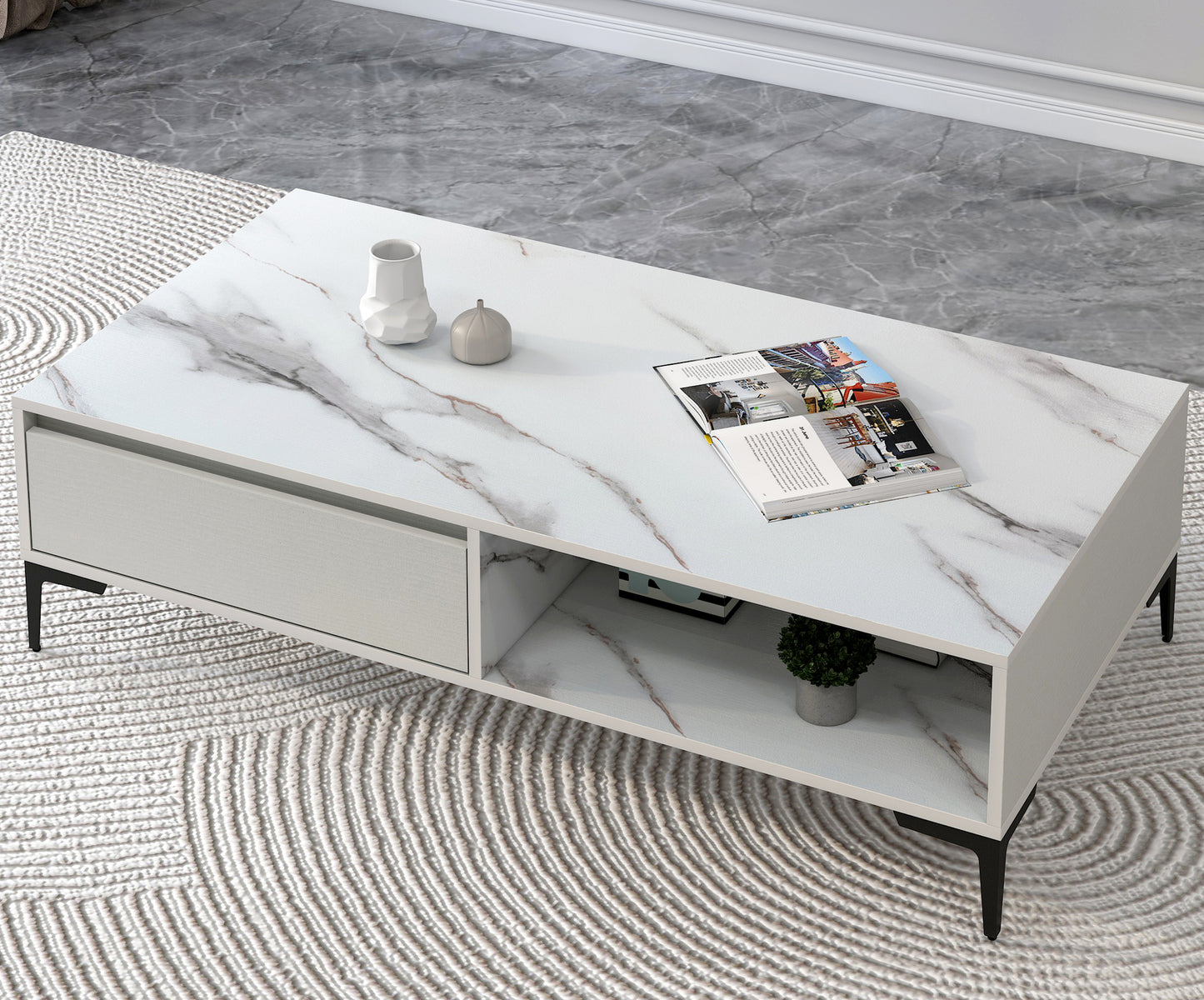 Minimalist Large Coffee Table with Storage