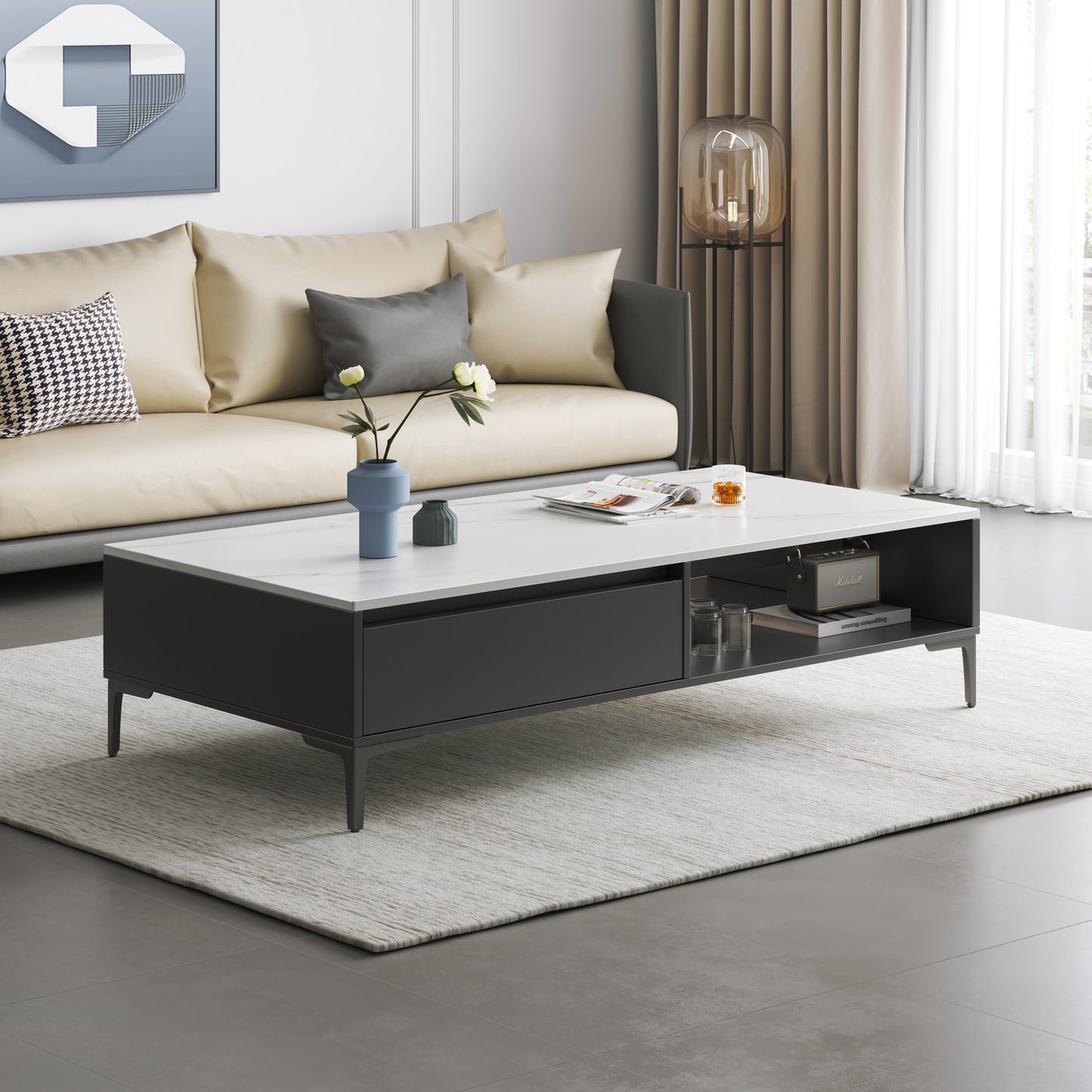 Minimalist Large Coffee Table with Storage