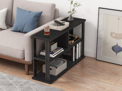 Icon Wood and Steel Sofa Side Table with Shelves (Black)