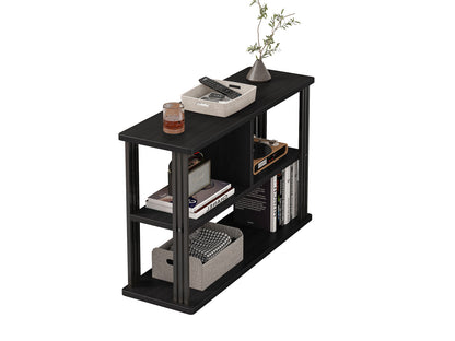 Icon Wood and Steel Sofa Side Table with Shelves (Black)