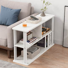 Icon Wood and Steel Sofa Side Table with Shelves (White)