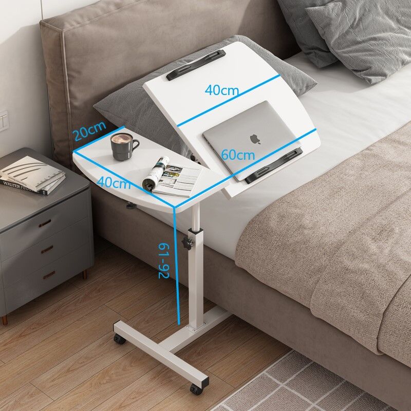 Motif 2-in-1 Adjustable Portable Sofa Bed Side Table Laptop Desk with Wheels (White)