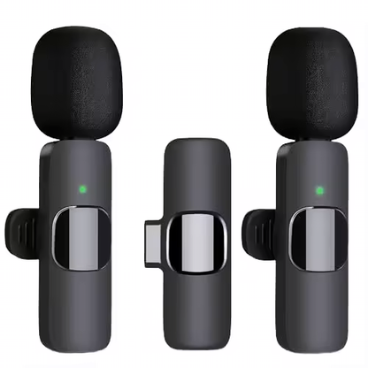 Professional 2-Piece Set Wireless Lavalier Microphones for Smartphones