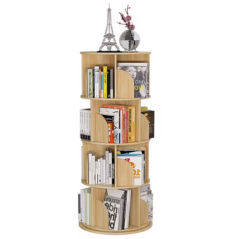 Sanctuary 360-degree Rotating 4 Tier Display Shelf Bookcase Organiser (Oak)