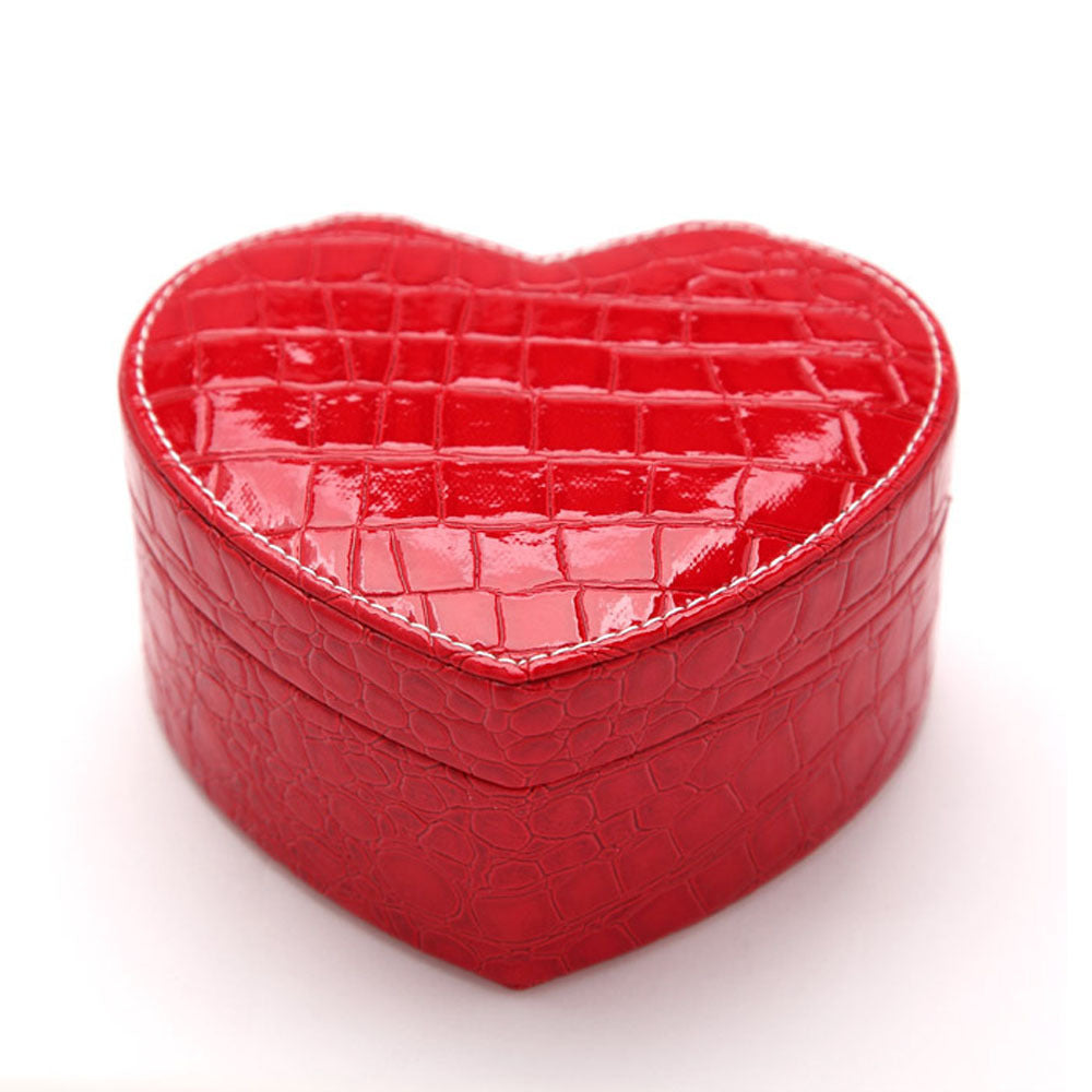 Deluxe Heart-Shaped PU Crocodile Leather Jewellery Box