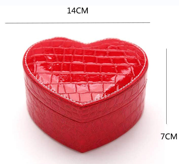 Deluxe Heart-Shaped PU Crocodile Leather Jewellery Box