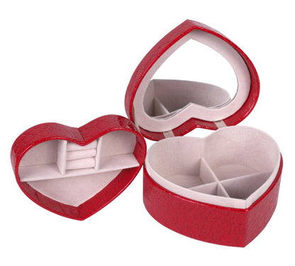 Deluxe Heart-Shaped PU Crocodile Leather Jewellery Box