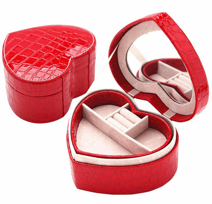 Deluxe Heart-Shaped PU Crocodile Leather Jewellery Box