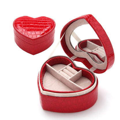 Deluxe Heart-Shaped PU Crocodile Leather Jewellery Box