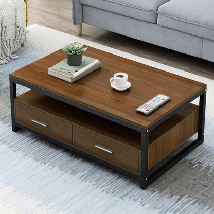 Athena Designer Coffee Table with Drawers (Walnut)