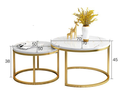 Synergy 2 In 1 Lush Marble Look Designer Nesting Coffee Tables (Black)