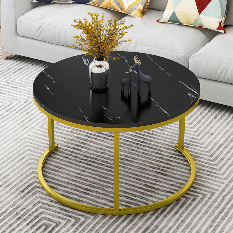 Synergy 2 In 1 Lush Marble Look Designer Nesting Coffee Tables (Black)